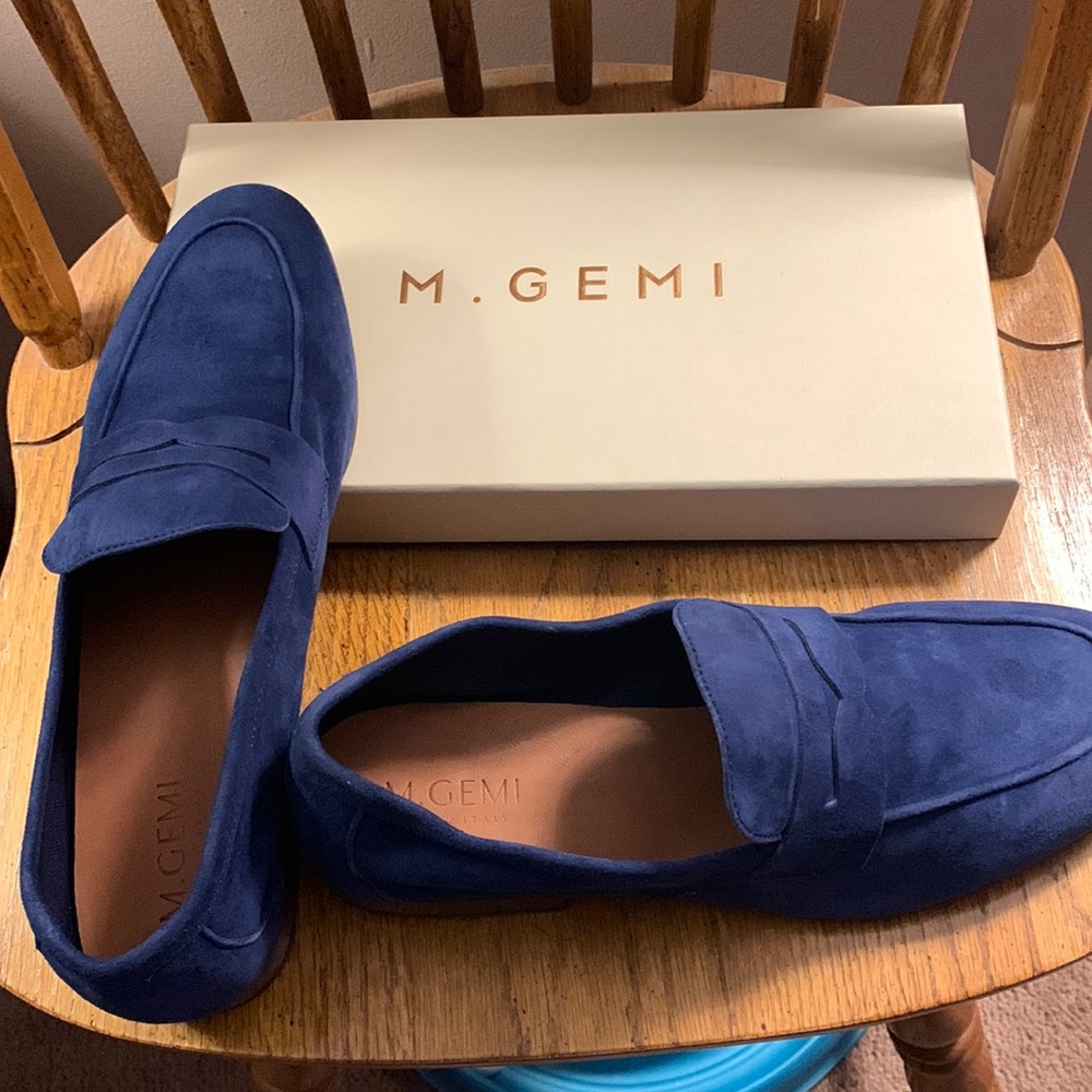 Gorgeous blue suade shoes! New in box with all tissue and dust bag.